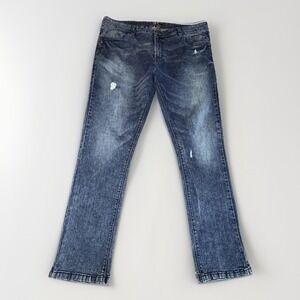 Steve's Jeans Men Blue Denim Distressed Straight Leg Size 38x31.5 Style SU9AANOA